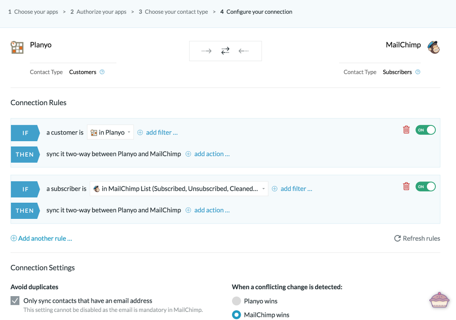 Q313 I D Like To Use Piesync To Synchronize Planyo Contacts With - fine tune your integration by setting the direction of your sync 2 way or 1 way filters and subsets